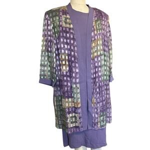 Womens Dress Size 8 Purple Business Casual Church Work Set With Under Slip